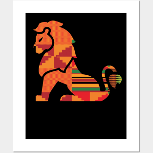 Lion Animal with African Kente Pattern Posters and Art